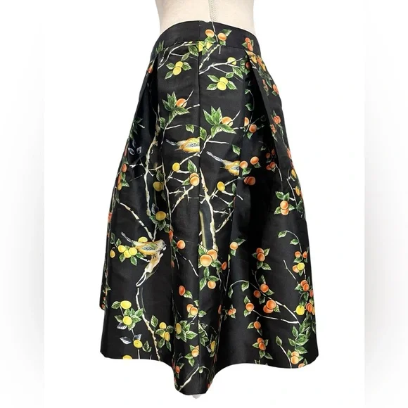Modasize Black Fruit Print Pleated Midi Skirt Size L - Picture 3 of 8